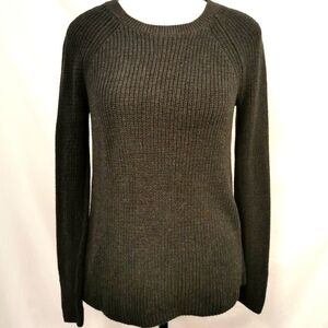 Loft Charcoal Grey Crew Neck Twofer Sweater Fabric Insert Sz XS Open To Offers